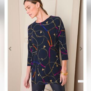 Chico's Women's Touch Of Cool Wedge Tunic Sz. 3 (US/XL-16) Equestrian Print